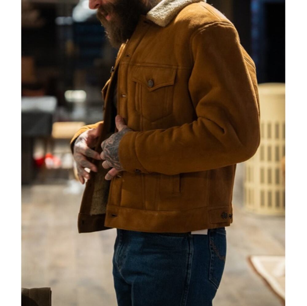 Austin Post The Homestead Shearling Jacket Brown Size M
